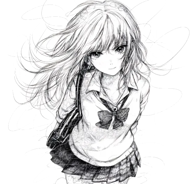 手绘少女线稿